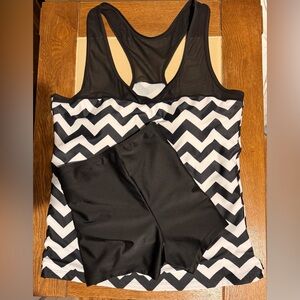 Black Chevron Women's Swim Tank & Shorts NWOT